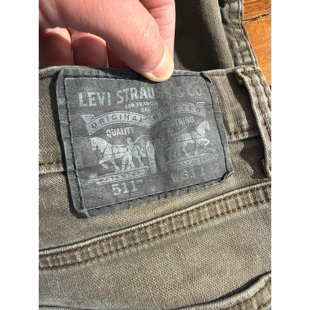 Levi's 511 Slim Jeans Mens 33x32 (Fits 33x31) Green Faded Stretch Denim - Picture 4 of 9